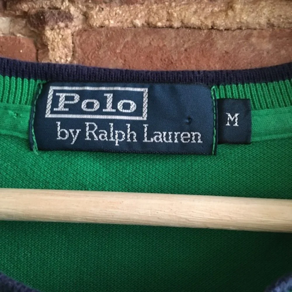 Polo Ralph Lauren Collarless Polo Kelly Green Size Medium Vintage